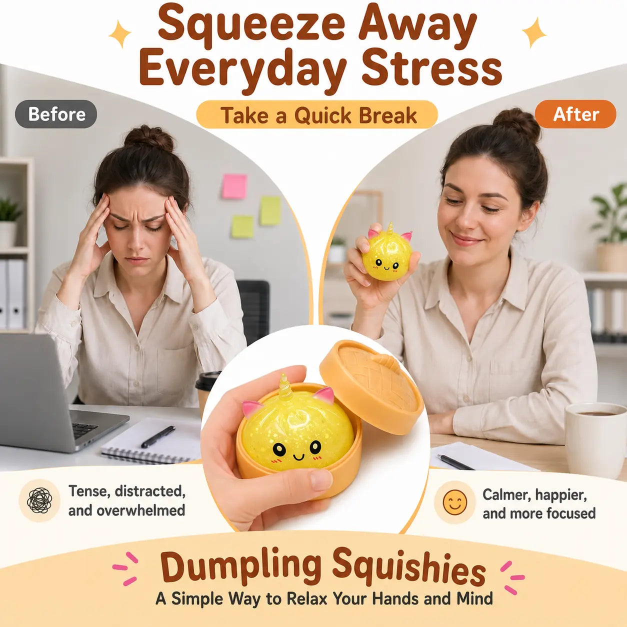 2026 New Glitter Fill Dumpling Squishy Blind Box - Soft Plush Squeeze Fidget Sensory Toy with Steamer Box, Stress & Anxiety Relief for Teens (1PC Random, Squishies for 3+ Years), Dumpling Squishies