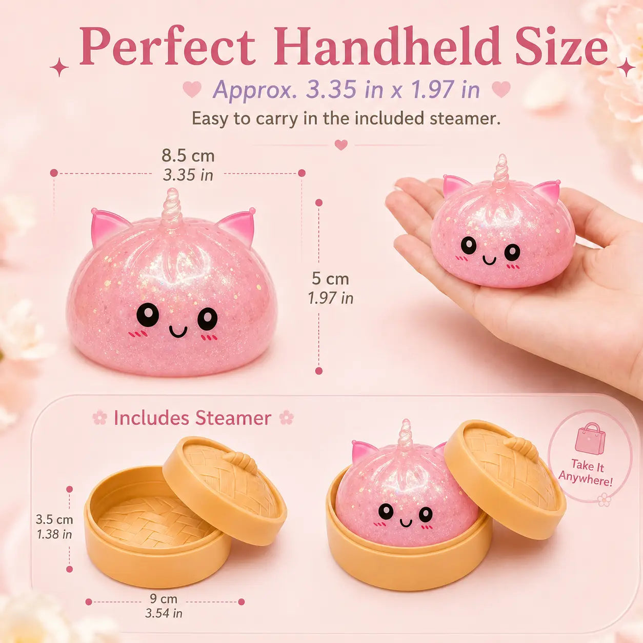 2026 New Glitter Fill Dumpling Squishy Blind Box - Soft Plush Squeeze Fidget Sensory Toy with Steamer Box, Stress & Anxiety Relief for Teens (1PC Random, Squishies for 3+ Years), Dumpling Squishies