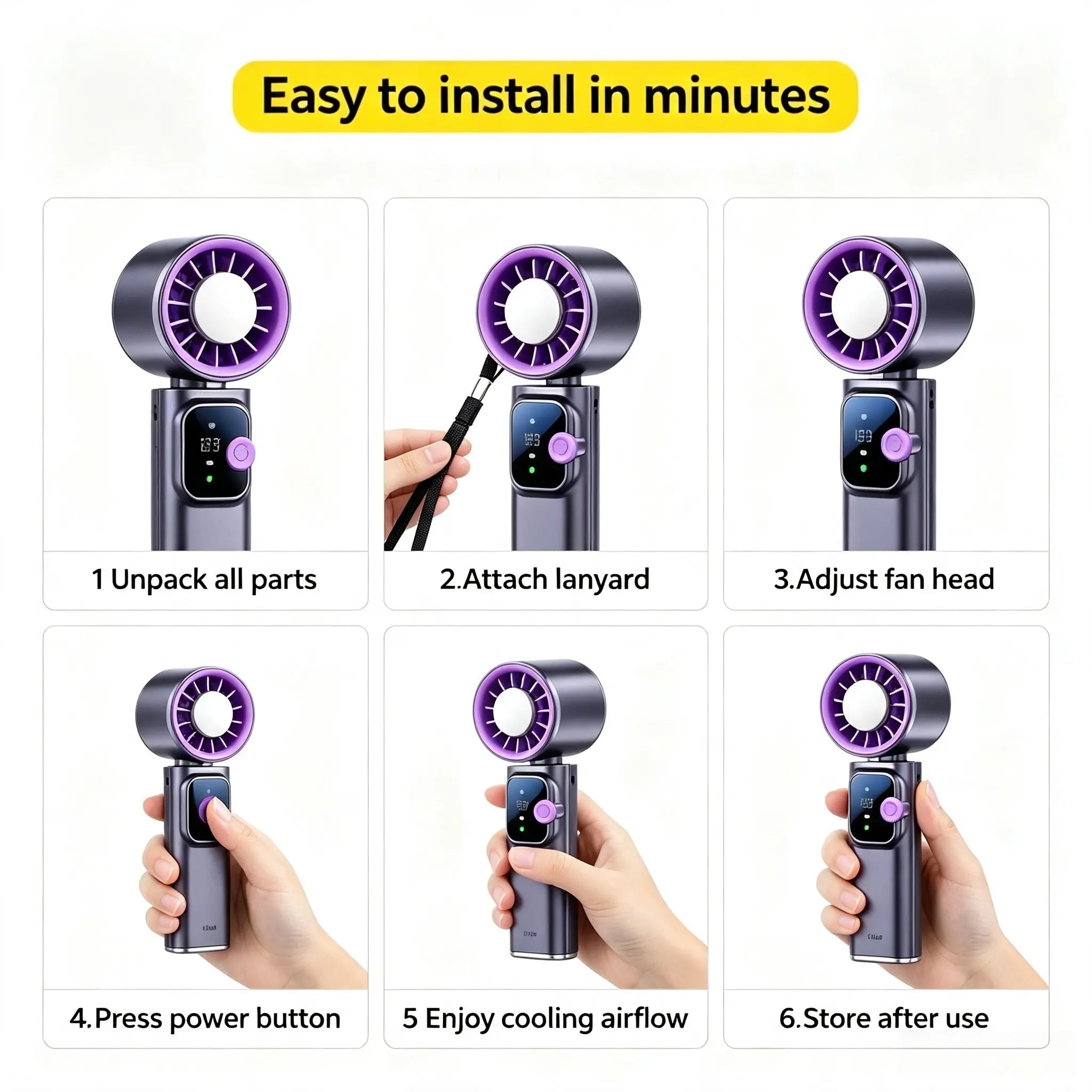 199-Level Precise Wind Control Cordless Wireless Portable Cooling Ice Fan - Foldable, Adjustable, Automatic Settings, Airflow Enhancer for Summer Travel & Outdoor Household Appliance Essential