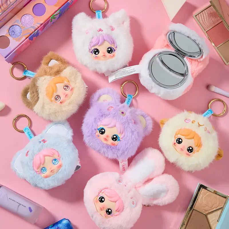 Aimi Amy Kawaii Plush Blind Box Cute Stuffed Animal Makeup Mirror Mystery Box Surprise Gift for Girls Random Single Box