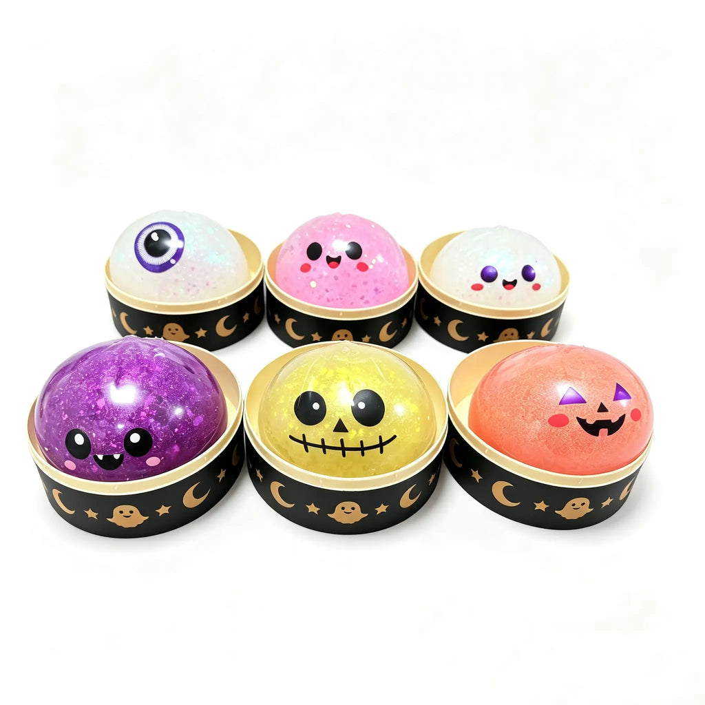 Halloween Ghost Dumpling Glitter Squeeze Toy Set, Spooky Stress Relief Squishy Fidget Toys, Portable Hand Decompression Toy, Halloween Party Favors Trick Treat Bag Fillers Holiday Gifts
