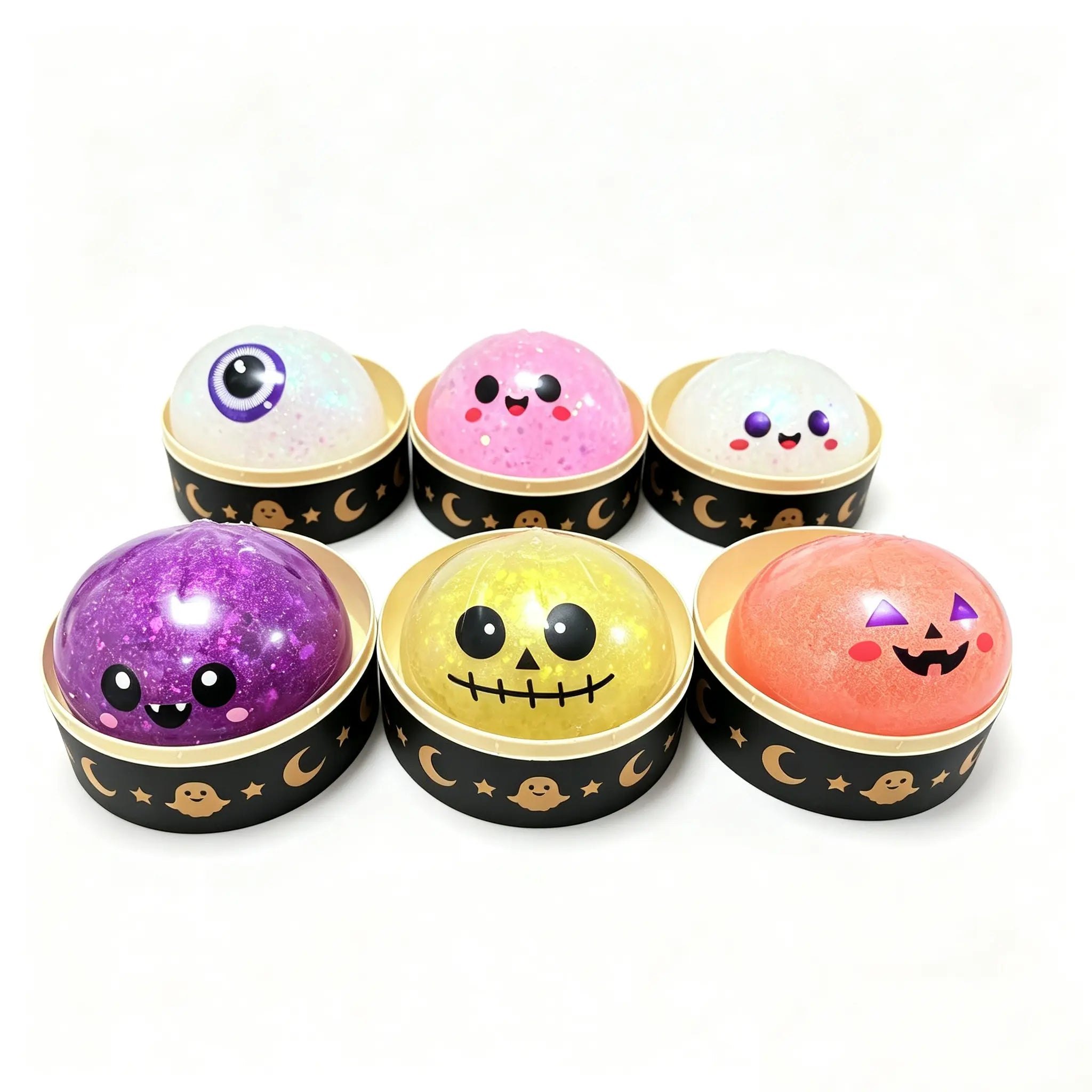 Halloween Ghost Dumpling Glitter Squeeze Toy Set, Spooky Stress Relief Squishy Fidget Toys, Portable Hand Decompression Toy, Halloween Party Favors Trick Treat Bag Fillers Holiday Gifts