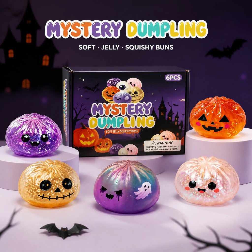 Halloween Ghost Dumpling Glitter Squeeze Toy Set, Spooky Stress Relief Squishy Fidget Toys, Portable Hand Decompression Toy, Halloween Party Favors Trick Treat Bag Fillers Holiday Gifts