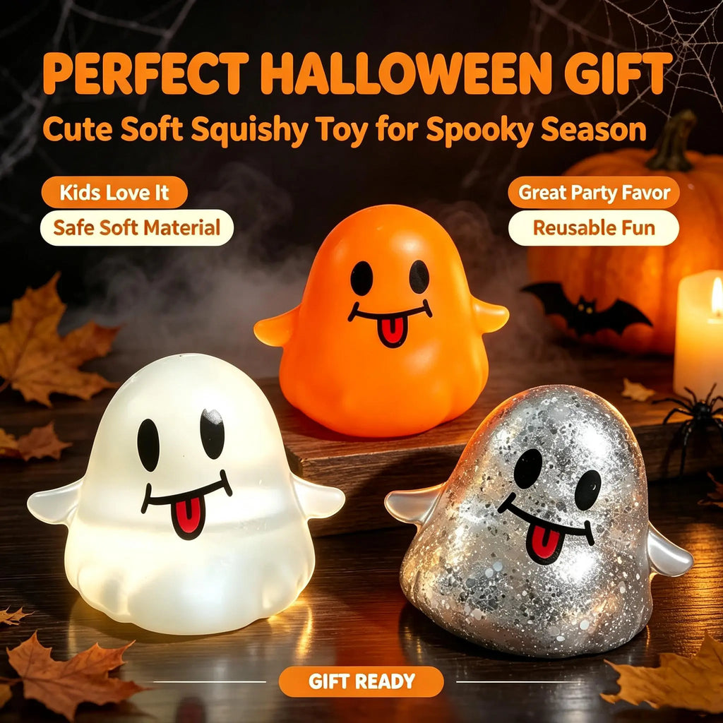 Halloween Ghost Shape Squishy Toy - Halloween Squishies with Maltose Hand Feel, Lightweight Anxiety Calming Decompression Toy, Stress Relief Gift for Students, Office Workers