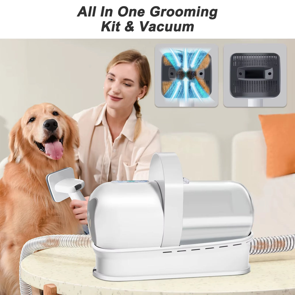 Dog Grooming Vacuum Kit 7-In-1 Pet Clipper with Nail Grinder Hair Trimming & Combing Low Noise Pet Grooming Products