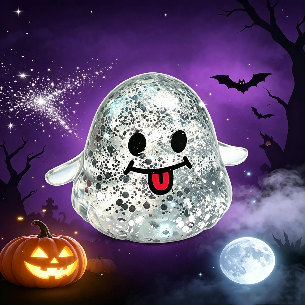 Halloween Ghost Shape Squishy Toy - Halloween Squishies with Maltose Hand Feel, Lightweight Anxiety Calming Decompression Toy, Stress Relief Gift for Students, Office Workers