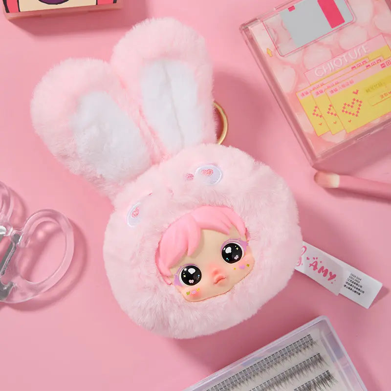 Aimi Amy Kawaii Plush Blind Box Cute Stuffed Animal Makeup Mirror Mystery Box Surprise Gift for Girls Random Single Box