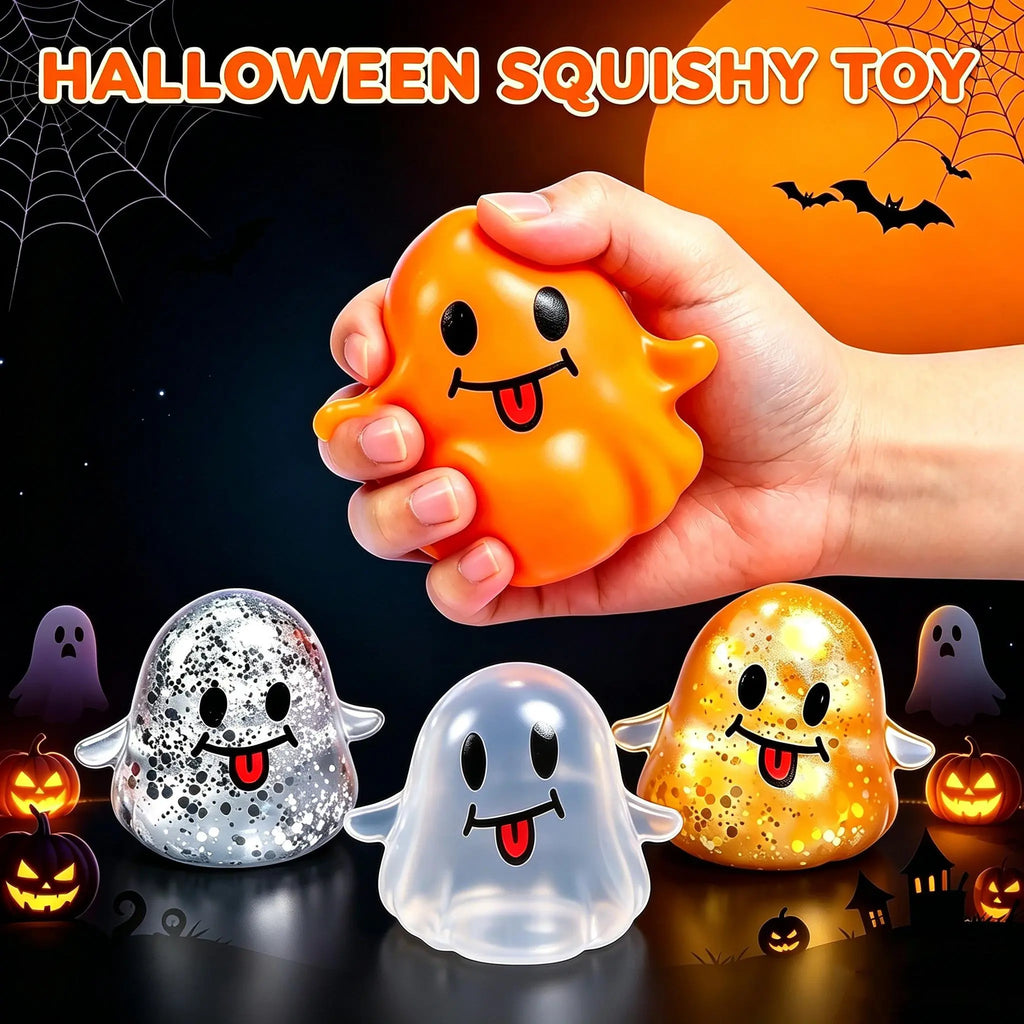 Halloween Ghost Shape Squishy Toy - Halloween Squishies with Maltose Hand Feel, Lightweight Anxiety Calming Decompression Toy, Stress Relief Gift for Students, Office Workers