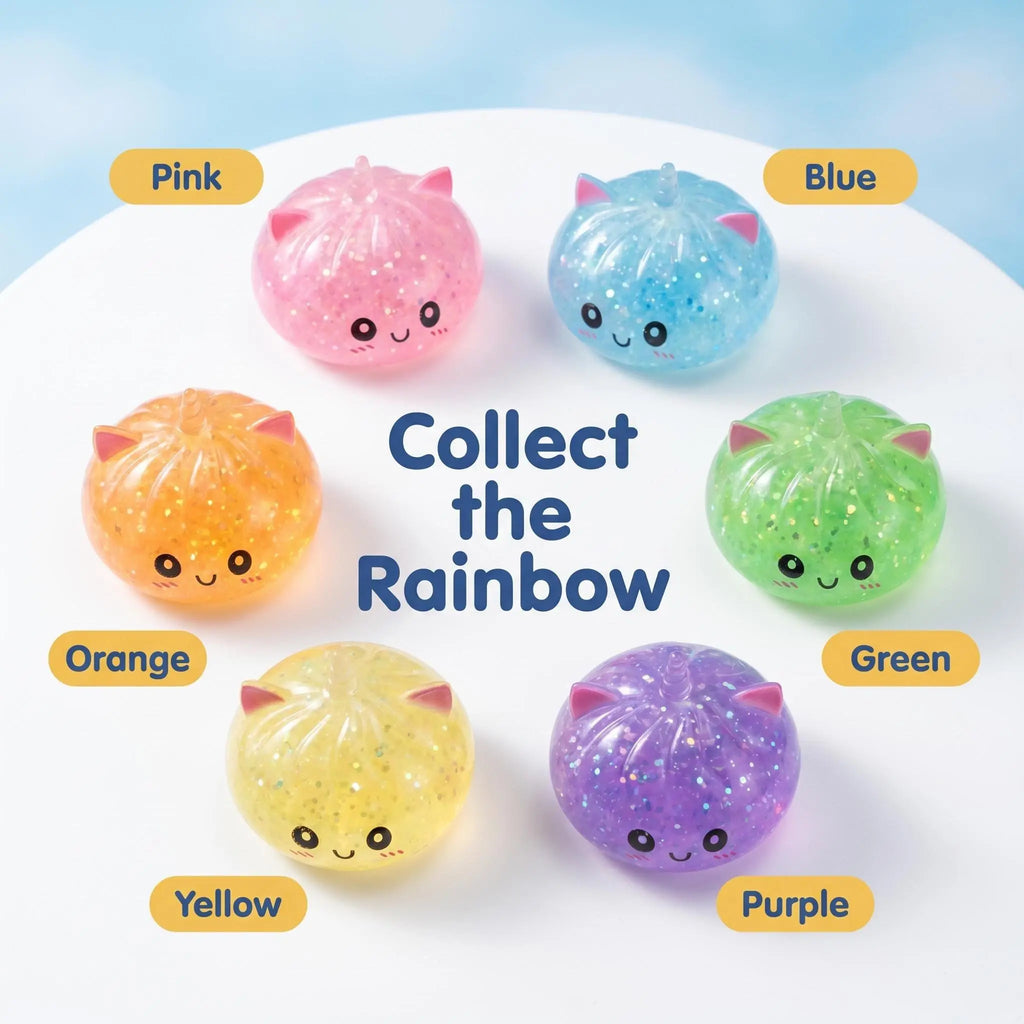 2026 New Glitter Fill Dumpling Squishy Blind Box - Soft Plush Squeeze Fidget Sensory Toy with Steamer Box, Stress & Anxiety Relief for Teens (1PC Random, Squishies for 3+ Years), Dumpling Squishies