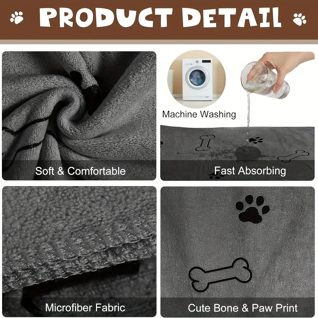 1Pc Quick-Drying Microfiber Dog Towel Absorbent Pet Bath Product Fiber Quick-Drying Bath Towel Car Wiping Cloth Pet Supplies