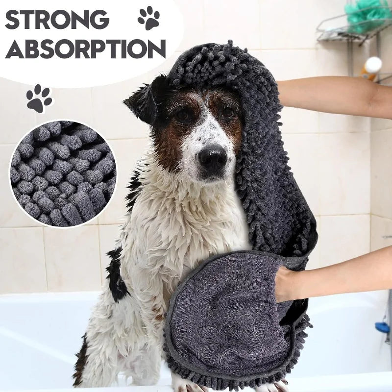Super Absorbent Quick Dry Pet Towel Soft Dog Bath Robe Convenient Cat Bath Towel Pet Cleaning Washcloth Essential Dog Accessory