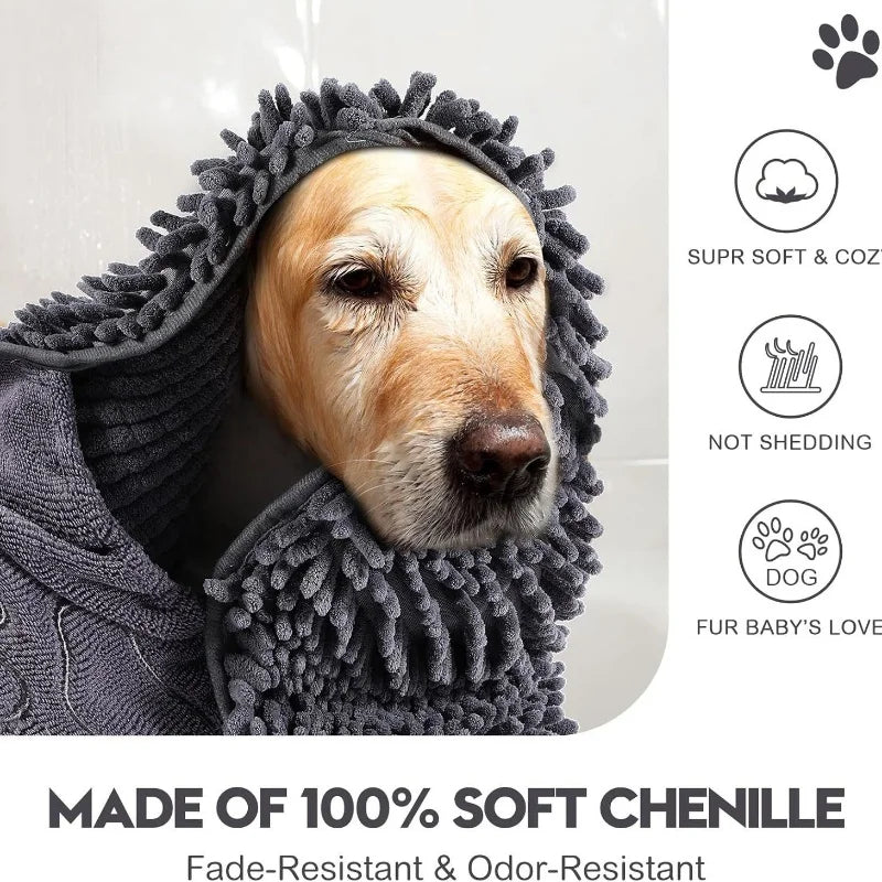 Super Absorbent Quick Dry Pet Towel Soft Dog Bath Robe Convenient Cat Bath Towel Pet Cleaning Washcloth Essential Dog Accessory