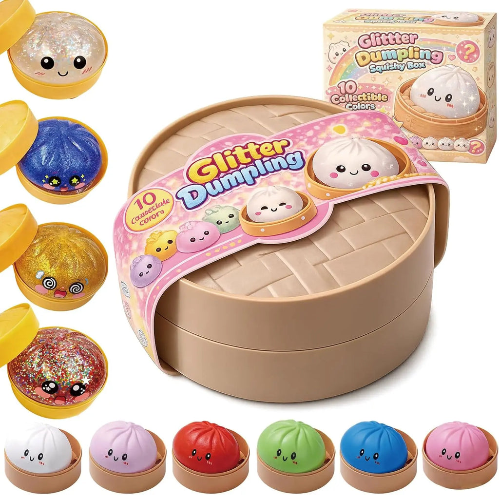 Glitter Dumpling Squishy - Random Glitter Dumpling Box, Dumplings Squishy Toy, More Surprises (Random)