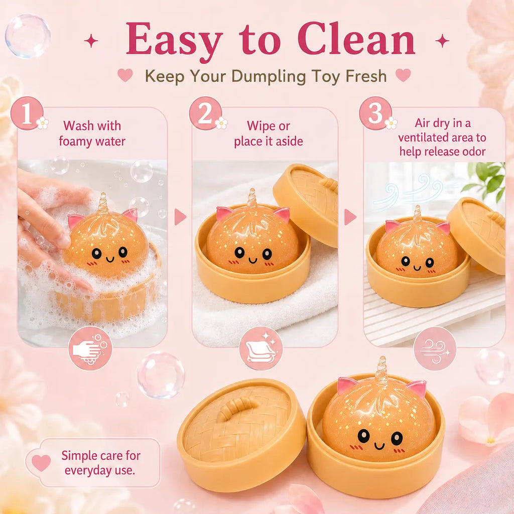 2026 New Glitter Fill Dumpling Squishy Blind Box - Soft Plush Squeeze Fidget Sensory Toy with Steamer Box, Stress & Anxiety Relief for Teens (1PC Random, Squishies for 3+ Years), Dumpling Squishies