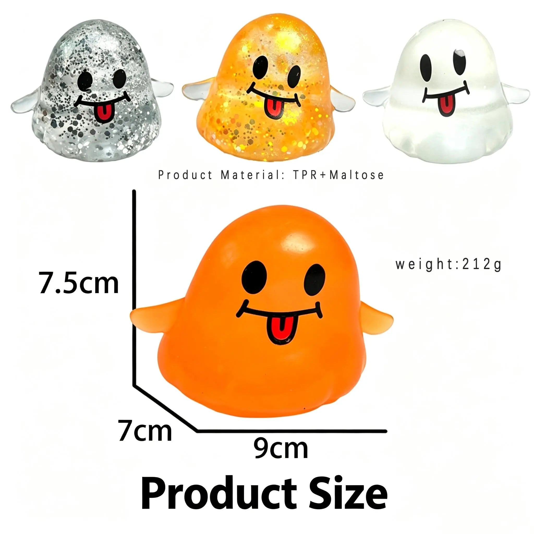 Halloween Ghost Shape Squishy Toy - Halloween Squishies with Maltose Hand Feel, Lightweight Anxiety Calming Decompression Toy, Stress Relief Gift for Students, Office Workers