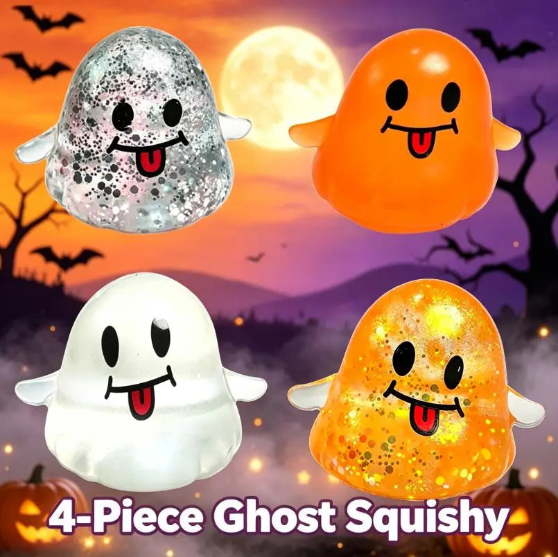 Halloween Ghost Shape Squishy Toy - Halloween Squishies with Maltose Hand Feel, Lightweight Anxiety Calming Decompression Toy, Stress Relief Gift for Students, Office Workers